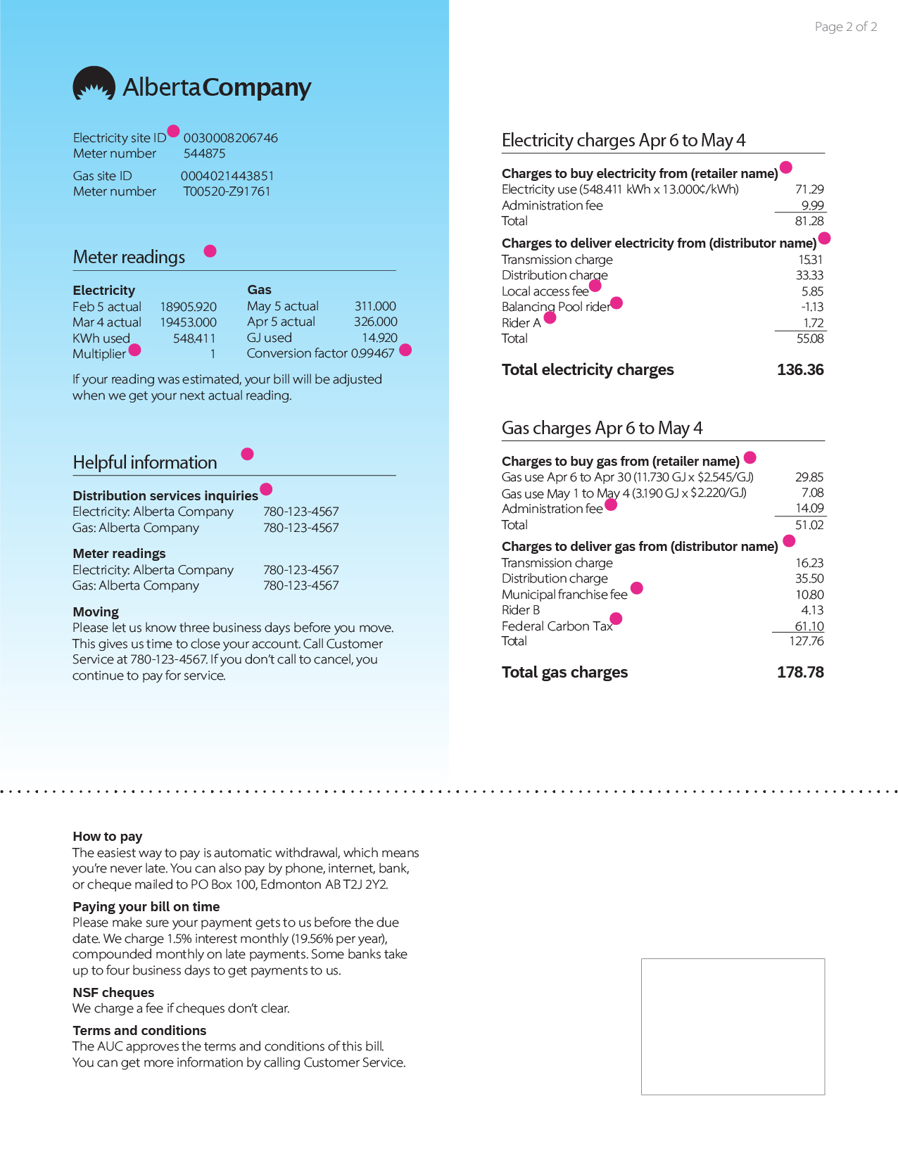 Sample bill page 2